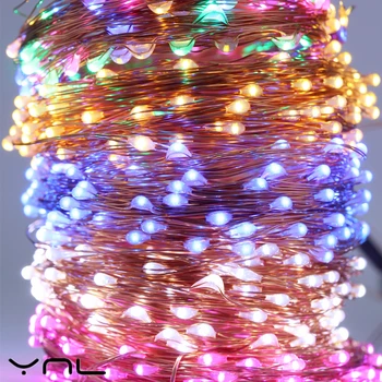 Kalėdų USB LED RGB Juostos String Žibintai Varinės Vielos 10M 100LEDs Baterija Vandeniui Vestuvių decora Šalies Flasher Pasakų Žibintai