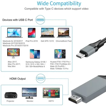 USB C HDMI Kabelis USB3.1 C Tipo HDMI 