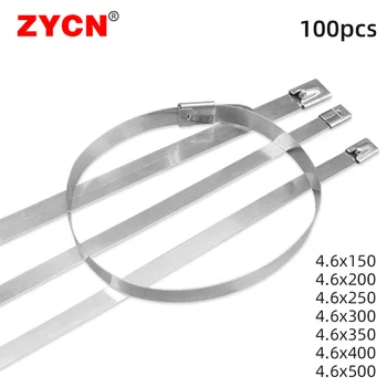 Multi-Purpose Fiksavimo Kabelis Metalo Zip Ryšių Nerūdijančio Plieno Twist Zip-Išmetamųjų Wrap Padengtas 4.6 MM×200 Diržai Privalomi 100VNT