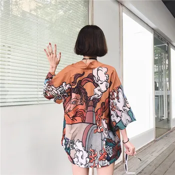 Kimono cardigan palaidinė marškinėliai vasaros paplūdimio kimonos moteris 2019 cosplay yukata moterų obi Japonijos streetwear komono FF1126