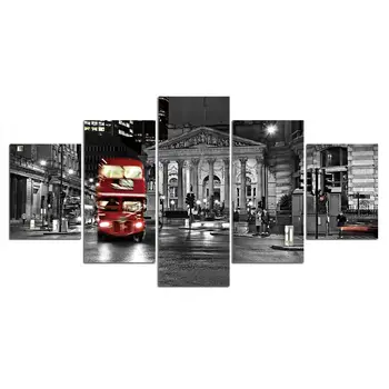 Drobė, Tapyba Namų Meno Londono Miesto Gatvės Raudonas Plakatas Autobusų Ir Spausdinimo Sienos Paveiksl Namų Dekoro