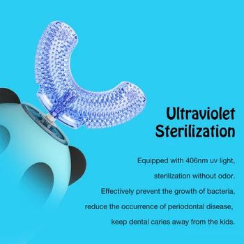 360° U Vaikai Automatinė Sonic Elektros dantų šepetėlį 3-Pavarų Balinimo Valymo Režimai 45S Laikmatis Ultravioletinių Sterilizacija, dantų Šepetėlis