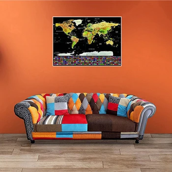 Subraižyti išjungti Leidinys Pasaulio Žemėlapyje Asmeninį Kelionės Atlas Plakatas su šalies Vėliavomis 42*30CM