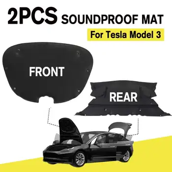 2VNT Automobilių Priekiniai +Galiniai Variklio Sumažinti Triukšmo Kilimėlis garso izoliacija Medvilnė, Padas Tesla Modelis 3