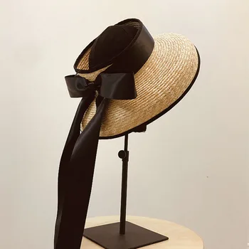 Elegantiškas UPF50+ Lanksčiuosius saulės, skrybėlės moterims, Platus Kraštų Nerijos Šiaudų Bžūp Vasaros Paplūdimio Skrybėlę su Ilgu Kaspinu Lankas TravelDerby Saulės Skrybėlę Bžūp