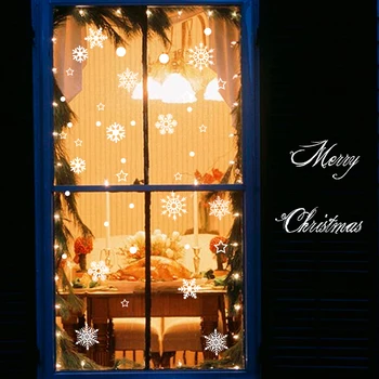 Kalėdų Dekoracijas Siena Lipdukas Prekybos Centro Parduotuvėje Stiklo Dekoras Durų, Langų Lipdukai Baltos Snaigės Nuimamas PVC Lipdukai