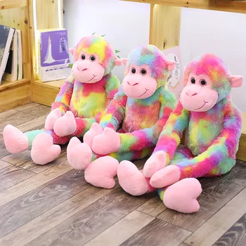 Naujas atvykimo mielas spalvingas iškamša žaislas vaivorykštė beždžionė minkštas pliušinis žaislas su ilgas rankas , puikus vaikų žaislas