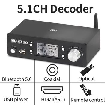 5.1 CH o Dekoderis Bluetooth 5.0 Imtuvu VPK DTS, AC3 Dolby 4K HDMI Extractor SPDIF Konverteris ARC Garso plokštė