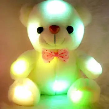 20cm spalvotu LED Blykstė Lokys Lėlės, Pliušiniai Kimštiniai Žaislai, Dydis Lokys Dovana Vaikams Kalėdų Dovana Įdaryti & Pliušas