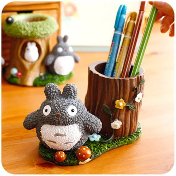 Totoro Kawaii Stalas Rašiklio Laikiklis Mielas Pieštukas Turėtojas Biuro Stalas Organizatorius Stacionarių Turėtojas Dervos Pen Puodą