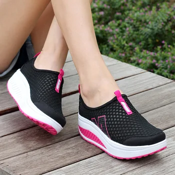 Mados vasaros tinklelio, kvėpuojantis koja arkliukas batai tuščiaviduriai laisvalaikio sportiniai bateliai padidinti platforminiai batai moterims