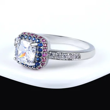 2021 naujas prabangus mėlynos, rausvos, ovalo formos 925 sterlingas sidabro vestuvinis žiedas moterims 