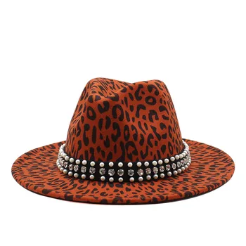 2020 naujas Unisex Vilnos Veltinio Džiazo Fedora Skrybėlės su Leopardas Grūdų Diržas Moterų, Vyrų Pločio Kraštų Panama Trilby Karnavalas Oficialų Skrybėlę