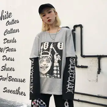 T-Shirt Vyrai 2019 M. Rudenį Naujų Prekinių Hip-Hop ' O Laiškas, Sujungimas Trišakis Viršuje Netikrą Dviejų Dalių Ilgomis Rankovėmis Streetwear Vyrų Hip-Hop Marškinėliai