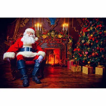 Allenjoy Fotografijos Fone Santa Claus Patalpų Židinys Kalėdų Eglutė Poilsio Fotelis Fonas Foto Fone Studija