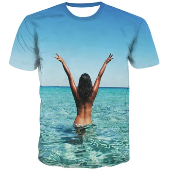 UNEY Sexy Marškinėliai Vyrams JAV Dydžio Havajų Marškinėliai Jūros Trumpas Rankovės Vyrus/Moteris, Trišakiai Berniukas Paplūdimio Apvalios kaklo Viršūnes