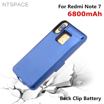 NTSPACE Nešiojamų Galia Banko Byloje Įkrovimo Padengti Xiaomi Redmi 7 Pastaba Baterija Atveju 6800mAh Išorės Akumuliatorius, Telefono Įkroviklio Atveju