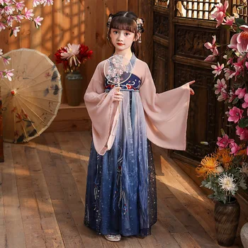 Kinų Tradicinės Liaudies Gilrs Hanfu Kostiumu Mergina Han Dinastijos Šokių Drabužiai Vaikams Pasakų Cosplay Drabužius Rytų Senovės Princo Kostiumas