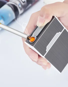 115mm*60mm*21mm 20 plonų cigarečių moterų aliuminio lydinio automatinė slim cigarečių atveju box USB įkrovimo lengvesni