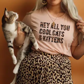 2020 Ei Visi Jūs Cool Katės ir Kačiukai, Marškinėliai Funny Cat T-Shirt Kačių Mylėtojas Tee Mielas Gyvūnų Mylėtojas Tees