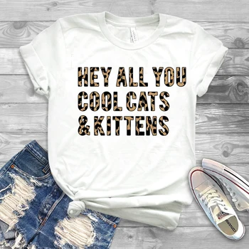 2020 Ei Visi Jūs Cool Katės ir Kačiukai, Marškinėliai Funny Cat T-Shirt Kačių Mylėtojas Tee Mielas Gyvūnų Mylėtojas Tees