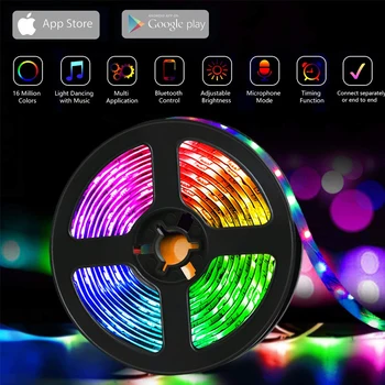 15M LED Šviesos Juostelės RGB 5050 Šviesos Muzikos Sinchronizavimo Spalva Keičiasi Jautrus Built-in Mic, App Kontroliuojamos LED Žibintai Virvę Žibintai