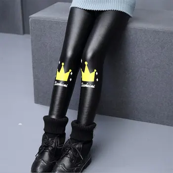 Žiemos Mergaitės Legging Kelnes Odos WarmTrousers Vaikų Outwear Vaikai Tirštėti Animacinių Filmų Kūdikio Drabužius