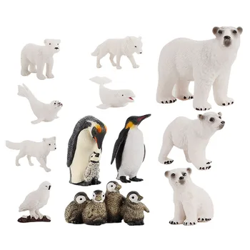 Poliariniai Gyvūnai Skulptūros Modelį Playset Arktinis Lokys Pingvinas Aniamls Kolekcionuojamų