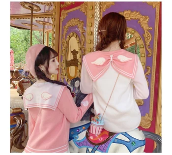 Kortelės Gūstītājs SAKURA Anime karinio jūrų Laivyno Lolita Moterų palaidinė korėjos studentų saldus trikotažas kolegija stiliaus Šviežias saldus lolita top kawaii