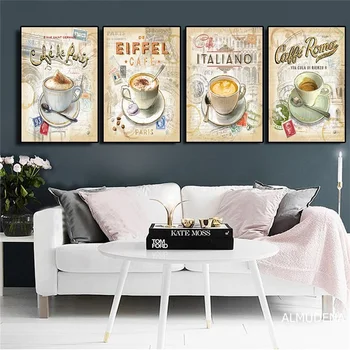 Virtuvės Derliaus Kavos Paryžius Londonas Surinkimo Plakatų ir grafikos Paveikslai Tapyba Skandinavijos Meno Sienos Nuotrauka Už Kambarį