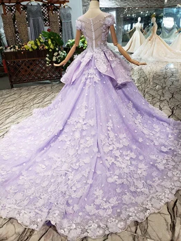 LS83920 purpurinis vakaras suknelė ilga su traukiniu pasirinktinis dydis o kaklo užtrauktukas atgal rausvos gėlės pilka vestuves svečiai suknelės 2020 m.