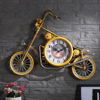 Didelis Sieninis Laikrodis Kūrybos Motociklo Sienos Žiūrėti Kambarį Buitinių Namų Dekoro Retro Geležies Dviračių Skaitmeniniai Laikrodžiai