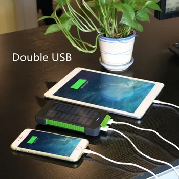 Saulės Energijos Banko Vandeniui 30000mAh Įkroviklis, 2 USB jungtys Išorinio Įkroviklio Powerbank už Xiaomi MI iPhone 8 Išmanųjį telefoną 