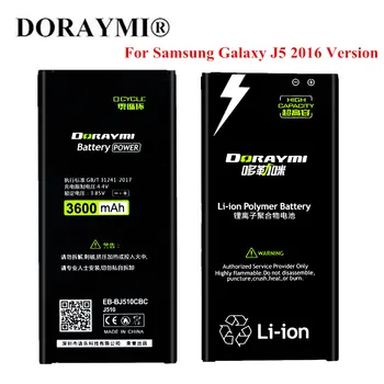 DORAYMI 3600mAh EB-BJ510CBC EB-BJ510CBE Baterijos Samsung Galaxy J5 2016 Edition J510 J510FN J510F Telefonas Pakeitimo Bateria