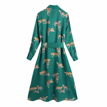 Moterys Vasarą Vintage Marškinėliai Suknelė 2020 ilgomis Rankovėmis Gyvūnų Spausdinti Varčias peteliškę Moterų Elegantiškas Gatvės Suknelės Vestidos BB2956