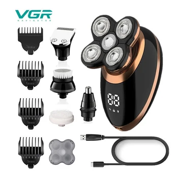 VGR Skustuvas 5 in 1 Elektrinį skustuvą, Plūduriuojantis USB Įkrovimo Skalbti Vyrų Skustuvas Asmens Priežiūros Prietaisai Elektrinį skustuvą, V-316
