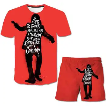 3D Klounas Savižudžių būriai, drabužiai vaikams Vasarą karšto parduoti Drabužius, laisvalaikio, sporto apranga vaikams, Drabužiai poliesteris marškinėliai trumpas kelnes