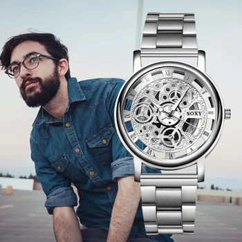 SOXY Relojes Hombre 2019 Vyrų Laikrodžiai Skeletas Top Brand Prabangių Verslo Laikrodžiai vyriški Nerūdijančio Plieno relogio masculino siųsti