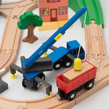 Traukinio Žaislų Rinkinys Medinių Bėgių Kelio Ir Traukinio Rinkinį Vaikams Žaislas, Draugiškas Ir Statybos Švietimo Žaislai Vaikams