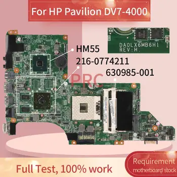 630985-001 630985-501 HP Pavilion DV7-4000 Nešiojamas plokštė DA0LX6MB6H1 HM55 216-0774211 DDR3 Mainboard