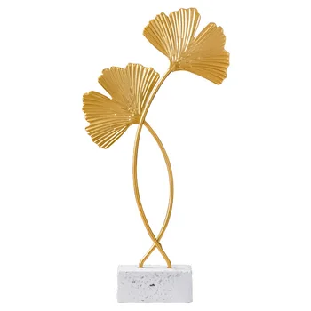 CAPTAINIRON Ginkmedžių Lapai Figūrėlės Miniatiūros Geležies Aukso Medžio Formos Amatų Augalų Ornamentais Metalo Apdaila, Namų Dekoro Priedai