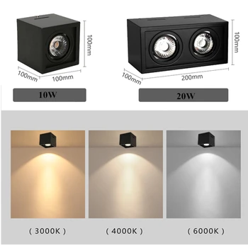1pcs balta Juoda Aukštos kokybės Paviršiaus Sumontuoti reguliavimas LED, COB pritemdomi Šviestuvai ac85-265V 10W 20W LED Lubų šviestuvas Spot