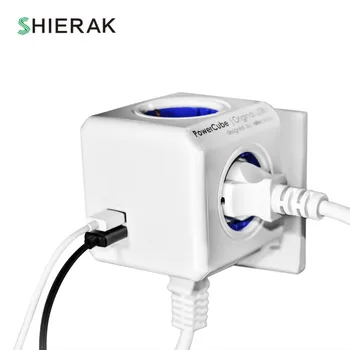 SHIERAK Smart Home Power Cube Lizdas ES Kištukas 4 Lizdai 2 USB jungtys Maitinimo Adapteris Juostos Pratęsimo Adapteris, Multi Perėjo Lizdai