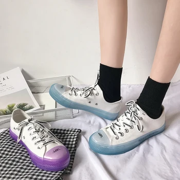 2020 metų vasaros naują želė susiuvimo raidžių drobė batai tendencija Harajuku stilius studentų plokšti batai.