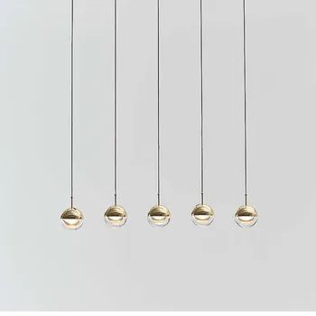Nordic Dizainas Rose Gold Stiklo Rutulį Pakabukas Šviesos Kūrybinis Dizainas Eilėje Kambarį Naktiniai Vakarienė Decro Led Šviesos Armatūra
