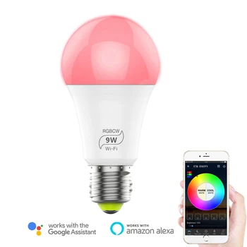 9W WiFi Smart Lemputė lemputės Pritemdomi LED Wake-up Light Suderinama Su Alexa 
