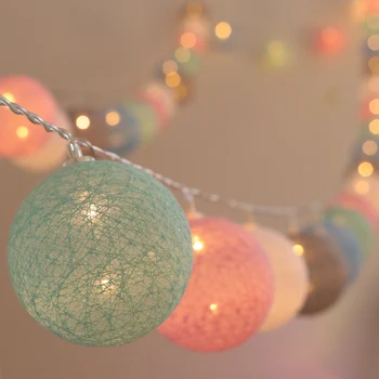 10 LED String Šviesos Medvilnės Kamuoliukus Karoliukų Girlianda LED Juostelės, Vaikų, Miegamojo Puošimas Vestuvių Sodas Helovinas papuošalai Kalėdų