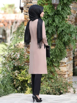 Dviejų dalių Hijab Musulmonų Kostiumas Tunika Kelnės Dubajus Maroko Europoje Islamo Drabužių Naujojo Sezono Moterų Mados Aukštos Kokybės