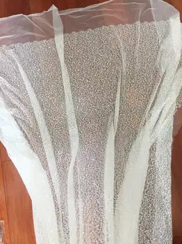 1 Kiemas, Aukštos klasės 3D beaeded nuotakos couture nėrinių audinys su blizgančiais, 3d išsiuvinėti gėlių nėrinių audinys, kurį kiemas