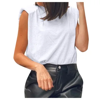 Moterų Berankovis vientisos Spalvos marškinėliai Apvalios Kaklo Atsitiktinis plius dydžio Elegantiškas Poliesteris marškinėliai, Laisvas Vidinis Rankovės Pagrindinės Viršūnės